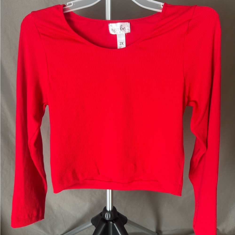 Just Be Vibrant Red Long Sleeve Top
